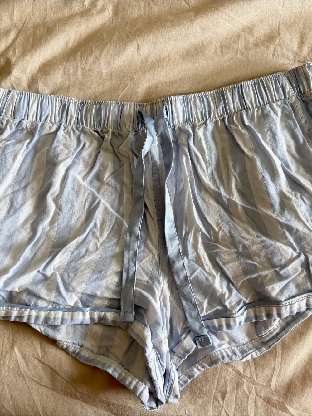 stars above Light Blue & White Striped Sleep Shorts
